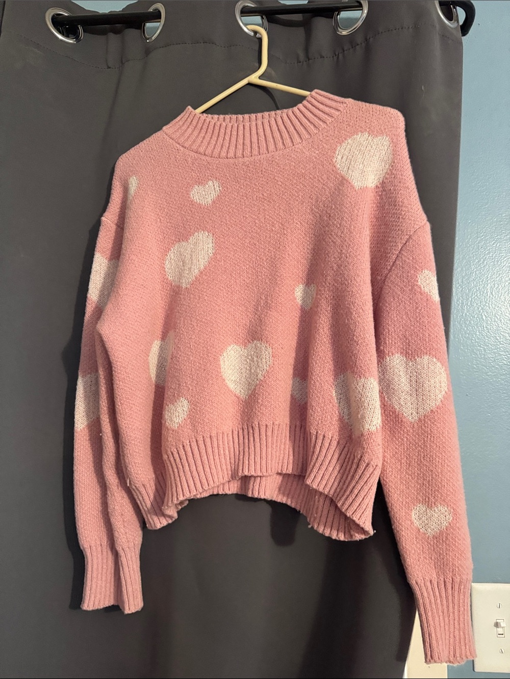Cozy Pink Heart-Print Sweater